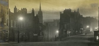 View of Edinburgh at night
Titled: 'Candlemakers Row and George IV Bridge  April 1907'
PHOTOGRAPH ALBUM No.30: OLD EDINBURGH ALBUM