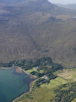 General oblique aerial view of Kinloch Castle, Rum, looking W.