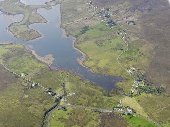 General oblique aerial view of Roskhill, Heribost and Roag, Skye, looking SW.