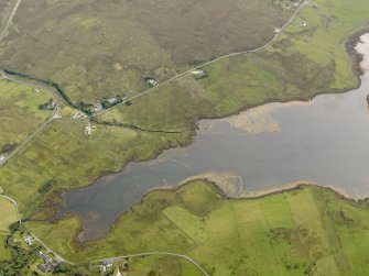 Oblique aerial view of Roskhill, Heribost and Roag, Skye, looking E.