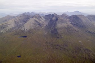 General oblique aerial view of the Cullin Hills, Skye, looking NNE.
