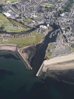 Oblique aerial view of Girvan harbour and village, taken from the W.