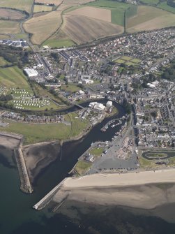 Oblique aerial view of Girvan harbour and village, taken from the WSW.