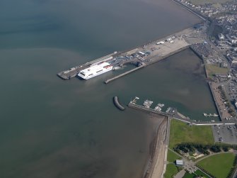 Oblique aerial view of Stranraer harbour, taken from the W.