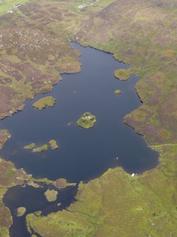Oblique aerial view of Loch an Sgoltaire and the castle, taken from the SE.