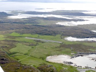 General oblique aerial view of Colonsay Airfield, taken from the N.