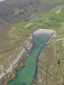 Oblique aerial view of Oronsay Farm and Priory, taken from the W.