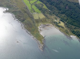 Oblique aerial view of Lagg Bay, Jura, taken from the NE