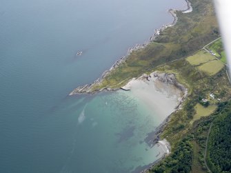 Oblique aerial view of Lagg Bay, Jura, taken from the NNW.