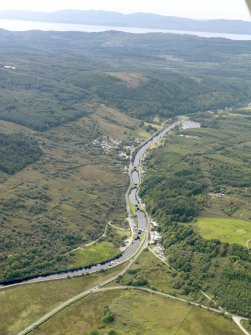 Oblique aerial view looking along the Crinan Canal, taken fromt he ESE.
