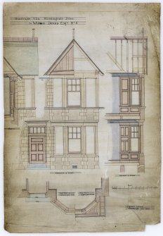 Quadruple villas for William Deans, Mornignside Drive, Edinburgh.
Plans, sections and elevations of oriels.