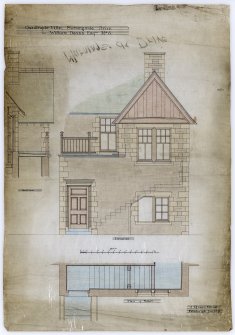 Quadruple villas for William Deans.
Plans, sections and elevations of stair.