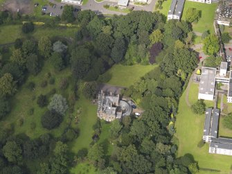 Oblique aerial view of the house taken from the S.
