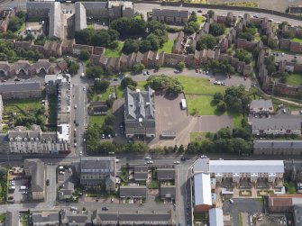 Oblique aerial view of the school, taken from the N.