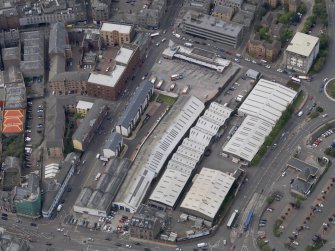 Oblique aerial view of the bus station, taken from the SE.