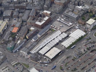 Oblique aerial view of the bus station, taken from the E.