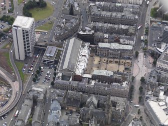 General oblique aerial view of the City Square area, centred on the Caird Hall taken from the NNE.