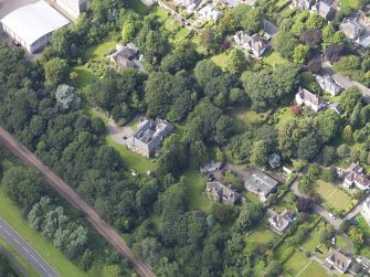 Oblique aerial view of the houses off the Perth Road taken from the SE.