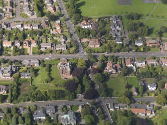 General oblique aerial view of Red Court centred on the house taken from the SSE.