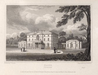 Engraving of Gask House, front view. ( Proof copy.)
Titled 'Gask, Perthshire. London, Pubd Jan 1, 1822 by J.P.Neale, 16 Bennett St. Blackfriars Road and Sherwood, Neely & Jones, Paternoster Row. Drawn by J.P.Neale. Engraved by T. Barber. Proof.'