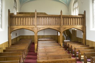 Interior. View showing balcony from W