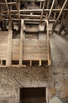 Kincreich Mill:  N building, first floor entrance to drying floor, showing cut joists and attic space