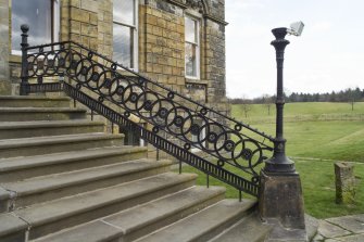 Detail of the entrance steps and balustrade at Cumbernauld House, Cumbernauld.