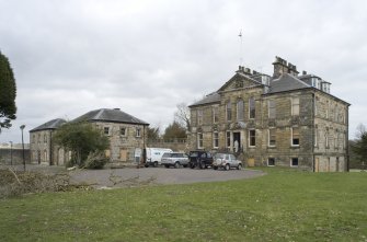 General view of Cumbernauld House, Cumbernauld, taken from the South. The main house and both Pavilions can be seen to the left of the image.
