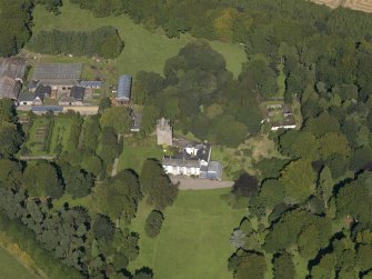 General oblique aerial view of the Affleck Estate, centred on the castle, taken from the S.