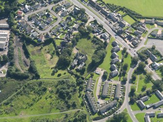 Oblique aerial view of The Elms in Arbroath, taken from the NNW.