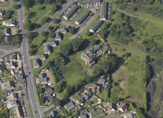 Oblique aerial view of The Elms in Arbroath, taken from the E.