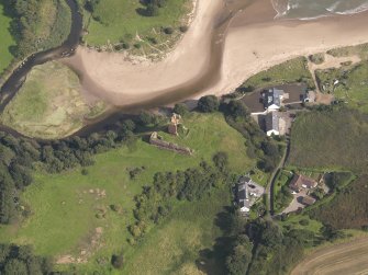Oblique aerial view of Red Castle, taken from the WSW.