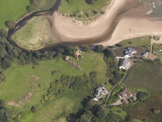 Oblique aerial view of Red Castle, taken from the SW.