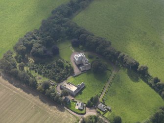 General oblique aerial view of the Usan estate, centred on Usan House, taken from the NE.