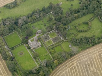 Angus, Craig House. Oblique aerial view of the house and walled gardens.