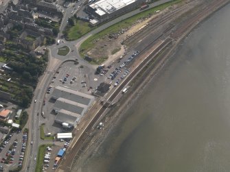 Oblique aerial view of Montrose railway station, taken from the NNW.