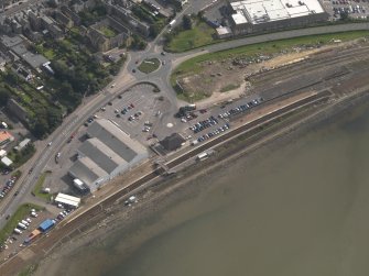 Oblique aerial view of Montrose railway station, taken from the NW.