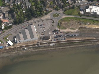 Oblique aerial view of Montrose railway station, taken from the WNW.