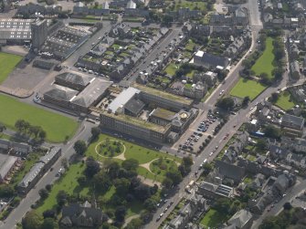 Oblique aerial view of Montrose Academy, taken from the NNW.