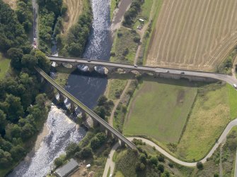 Oblique aerial view of Lower North Water bridge and North Water Viaduct, taken from the NE.