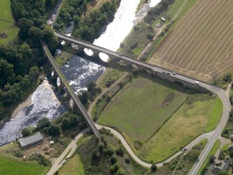 Oblique aerial view of Lower North Water bridge and North Water Viaduct, taken from the NNE.