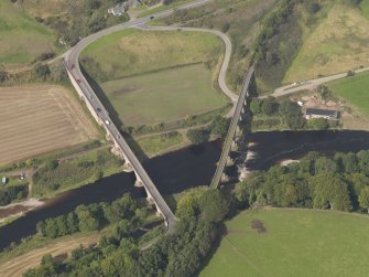 Oblique aerial view of Lower North Water bridge and North Water Viaduct, taken from the SE.