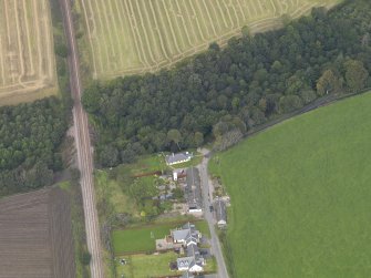 General oblique aerial view of the village of Logie, centred on Logie Church, taken from the SSE.