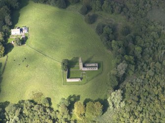 Oblique aerial view of Restenneth Priory, taken from the S.