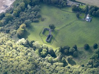 Oblique aerial view of Restenneth Priory, taken from the NE.