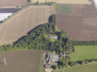 General oblique aerial view of the Drumkilbo estate, centred on Drumkilbo House, taken from the SSW.