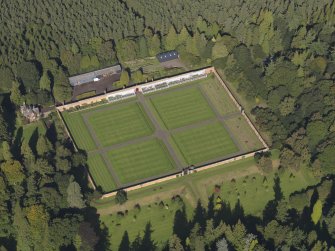 Oblique aerial view of the walled garden, Glamis Castle, taken from the SSE.