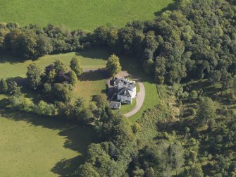 General oblique aerial view of the Downie Park House estate, centred on Downie Park House taken from the W.