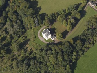 General oblique aerial view of the Downie Park House estate, centred on Downie Park House taken from the SSE.