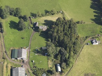 General oblique aerial view of Baldovie Farm, centred on Baldovie farmhouse taken from the WSW.